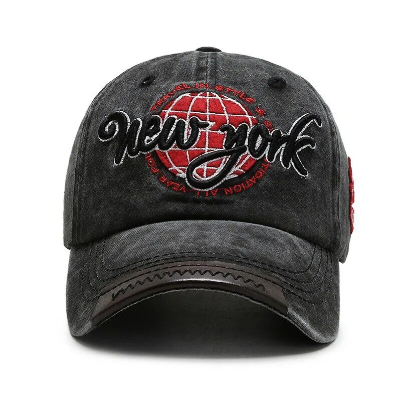 เบสบอลหมวกสำหรับชายผู้ใหญ่ Creative NEW YORK ตัวอักษรปักปักสบายๆล้าง Retro Gorras Denim Dad Trucker Snapback หมวก