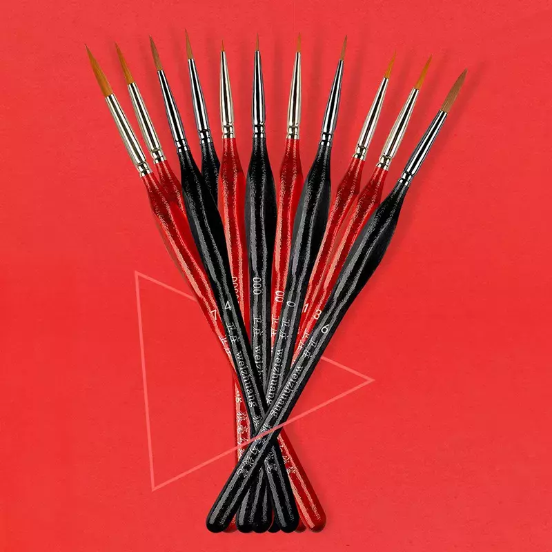 1Set numeri pennelli accessori artistici forniture per pittura multiuso penna per schizzi penne per pittura a olio rosso/nero in legno