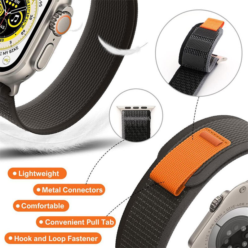 Trail Loop Armband für Apple Uhren armband 44mm 45mm 41mm 42mm 38mm 40mm Correa Nylon Armband iwatch Ultra Serie 7 6 5 3 se 8 49mm