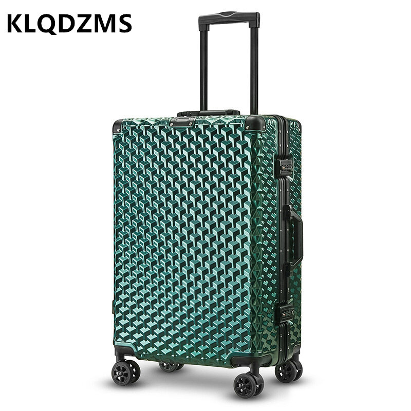 KLQDZMS wysokiej wysokiej jakości aluminium rama wodoodporne etykiety na walizki wyciszenie uniwersalne koła na pokład przypadku kobiet 28 Cal o dużej pojemności walizki