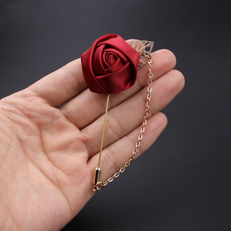 Rose ดอกไม้ Lapel Pin Mens งานแต่งงานช่อดอกไม้ Handmade เข็มกลัด Buttonhole เจ้าบ่าวเจ้าบ่าว Corsage และ Boutonnieres