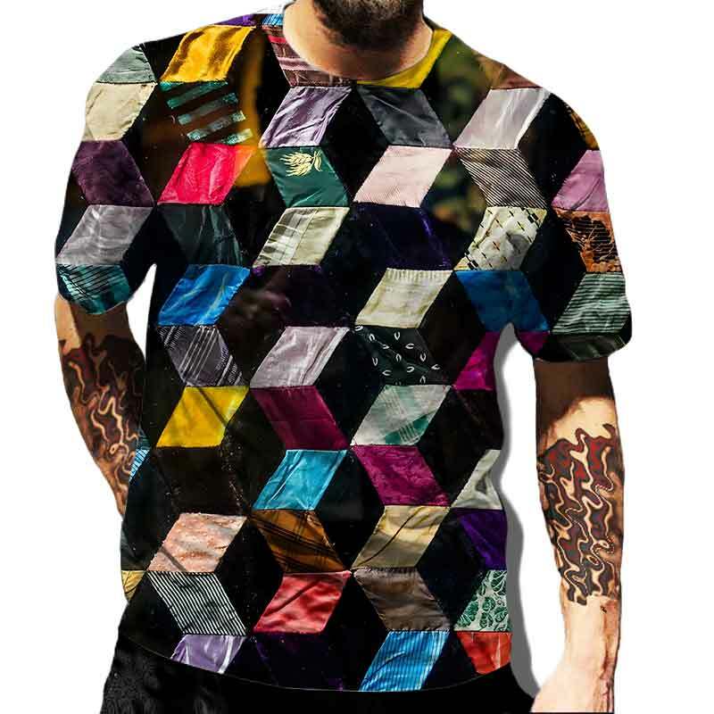 2022 브랜드 남성 여름 반팔 3D 프린팅 티셔츠 하라주쿠 패션 스트리트웨어, 남성 여름 옷