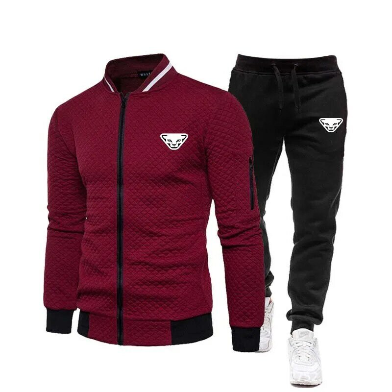 DYNRFIT-Suéter com zíper e calça masculina, roupa esportiva casual, marca de moda, primavera e outono, 2023