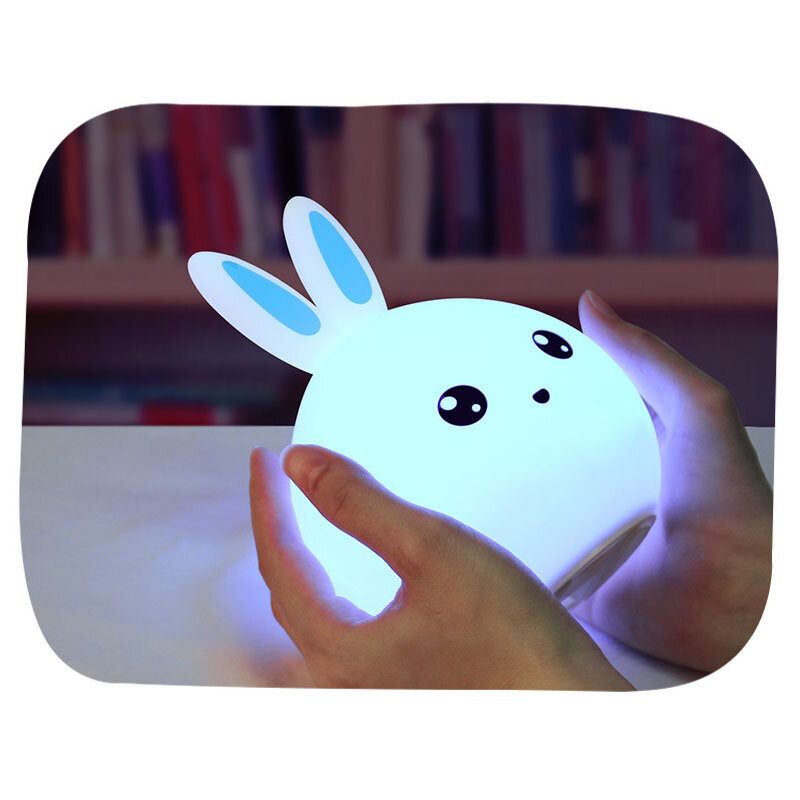Coelho led night light sensor de toque anime lâmpada 7 cores silicone luz para crianças presente cama das crianças