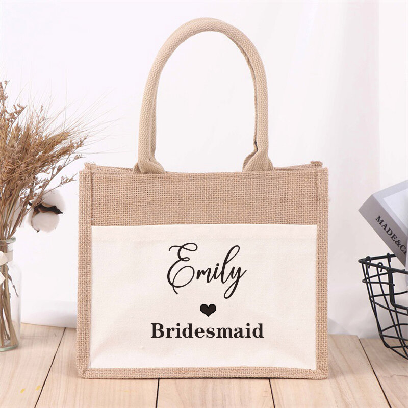 Bridesmaid Tote Bag Gift Bag For Bridesmaid Tote Personalized Tote Bag Personalised Name Reusable Shopping Storage Decoration