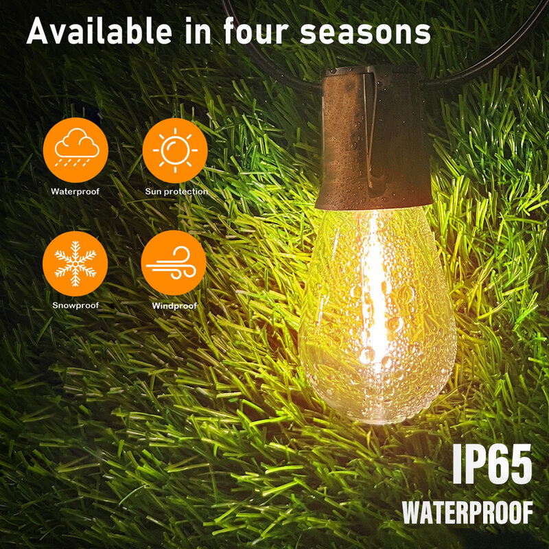 LED الشمسية سلسلة أضواء IP65 مقاوم للماء في الهواء الطلق عيد الميلاد الديكور لمبة الرجعية عطلة جارلاند حديقة الأثاث الجنية مصباح
