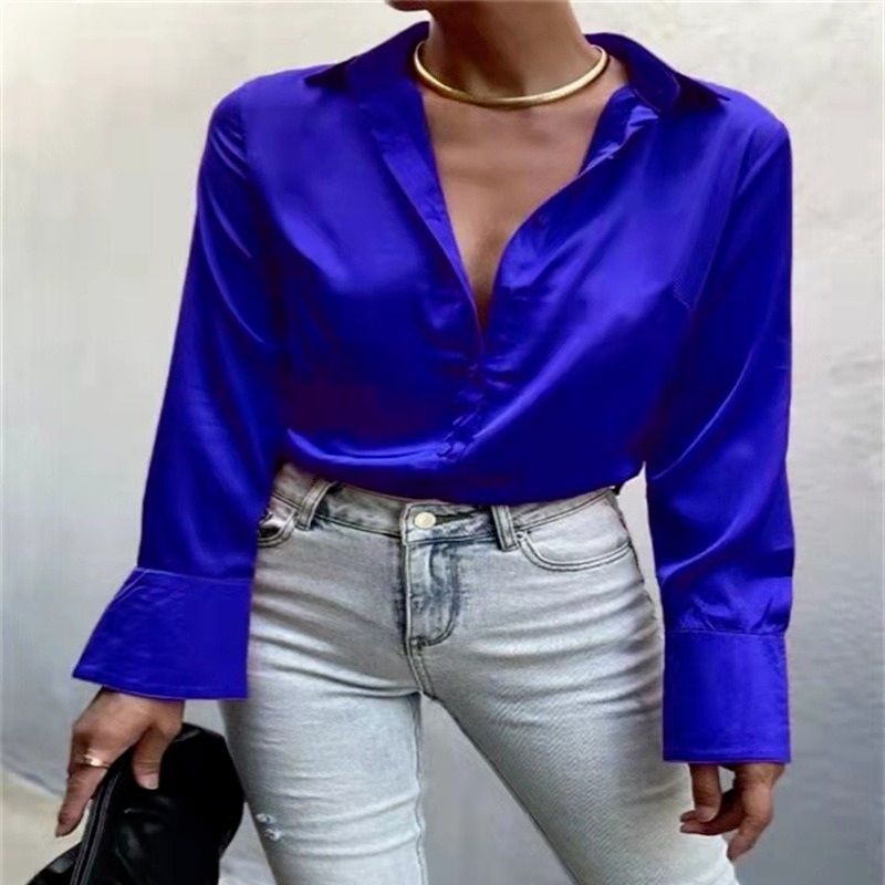 Grün Silk Satin Shirt Frauen Elegante Vintage Lose Büro Taste Shirts Frauen 2022 Mode Casual Langarm Blusen Tops 20268