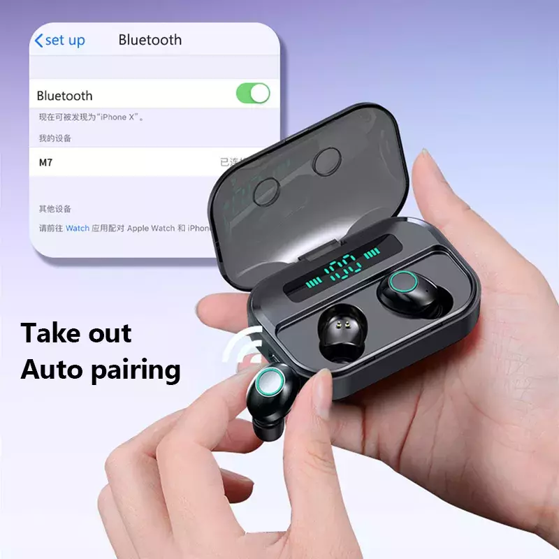 Cuffie Bluetooth senza fili TWS auricolare impermeabile HiFi Stereo riduzione del rumore auricolare Sport auricolari microfono