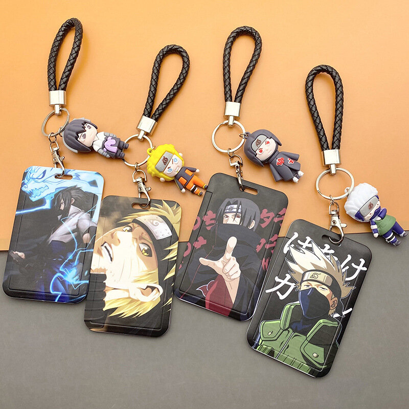 Porte-cartes Original en PVC, Naruto, Anime Kakashi, Sasuke, lanière de Campus, porte-cartes, sac de cou suspendu, jouets