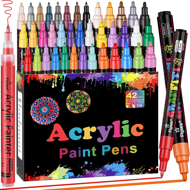 Premium Acryl Farbe Marker Stifte Lange Anhaltende Farbe Stifte mit Extra Feine und Medium Spitze, malen Kunst Marker Set für Rock, Holz