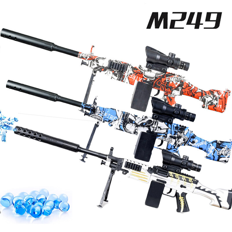 Aug m249 explosão elétrica água gel blaster splatter brinquedo arma crianças brinquedos cs jogo paintball airsoft sniper rifle arma para o menino