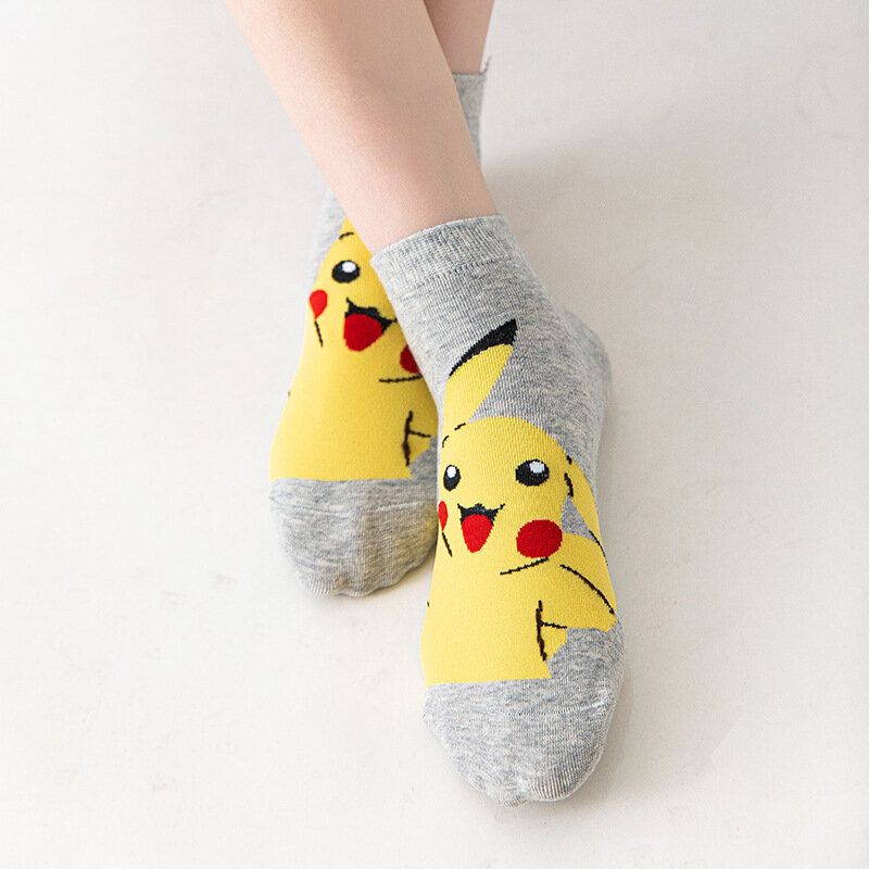5 Đôi Giày Mùa Hè Pikachu Vớ Nữ Hoạt Hình Nhật Bản Vớ Thời Trang Kawaii Harajuku Cotton Cổ Ngắn Anime Dễ Thương Tất