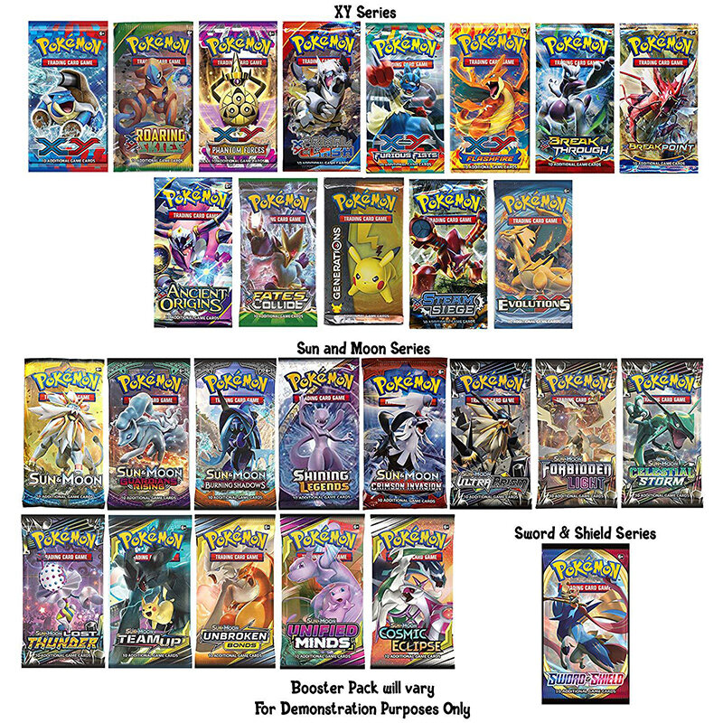 GX MEGA-Juego de cartas Pokémon brillantes para niños, espada de batalla, escudo, estrellas brillantes, cartas comerciales, 324 piezas/360 piezas