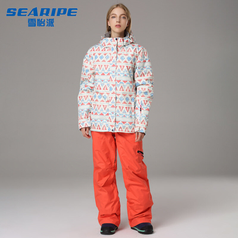 SEARIPE-Conjunto de fato de esqui feminino, roupa térmica, corta-vento, impermeável, casaco quente, casacos snowboard, calças, equipamento exterior, inverno