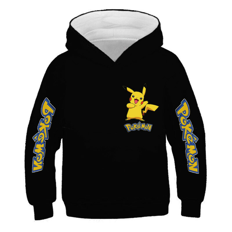 Pokemon meninos e meninas hoodie jaqueta pikachu outono jaqueta crianças com capuz moletom roupas de manga longa das crianças pulôver