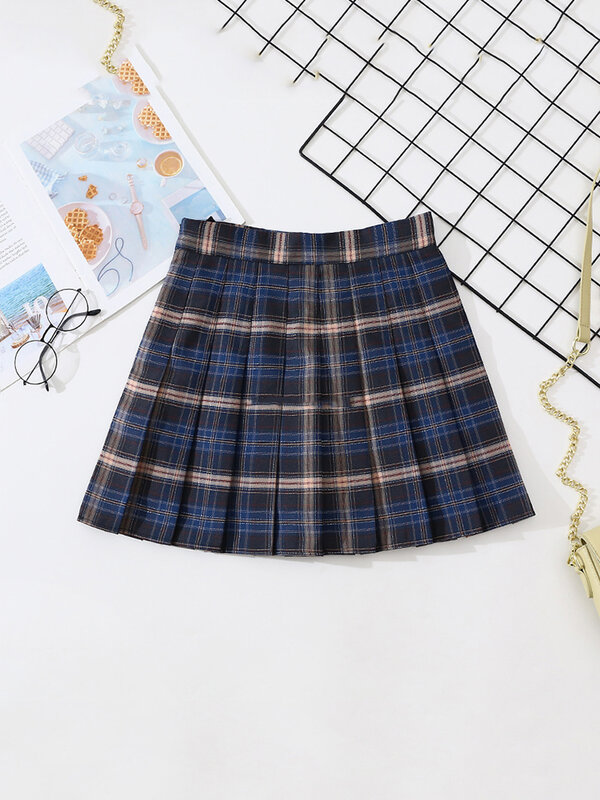 2022 Woman Plaid Skirts High Waist A-Line Women Pleated Skirt Harajuku Preppy Style Ladies Dance Mini Skirts Summer Female Skirt
