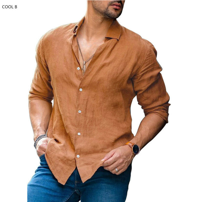 Kemeja Rami Musim Panas untuk Pria Kamisol Homme Camisa Masculina Blus Ropa Hombre Roupas Masculinas Pakaian Pria Pakaian Antik