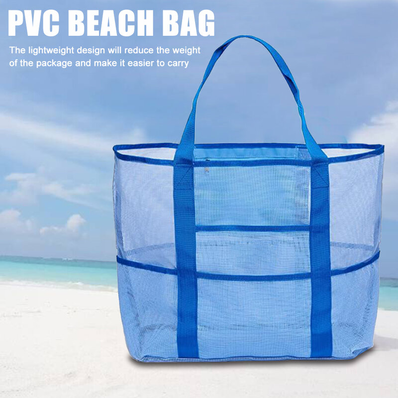 Summer Swimming Beach Bag Large Capacity with 8 Pockets Women Mesh Shoulder Travel Sports Grocery Gym Shopping Totes Handbags