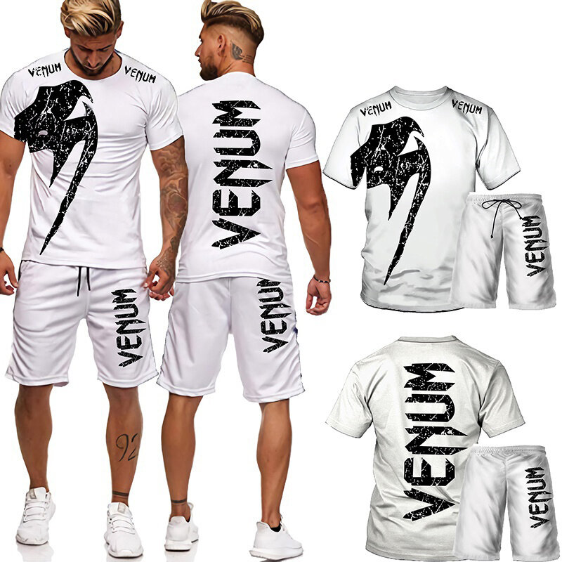 2022 Men's Tracksuit 2 Piece Set Summer Sport Oversized Suit  Fashion Sportswear Short Sleeve T Shirt and Shorts Casual Tshirts