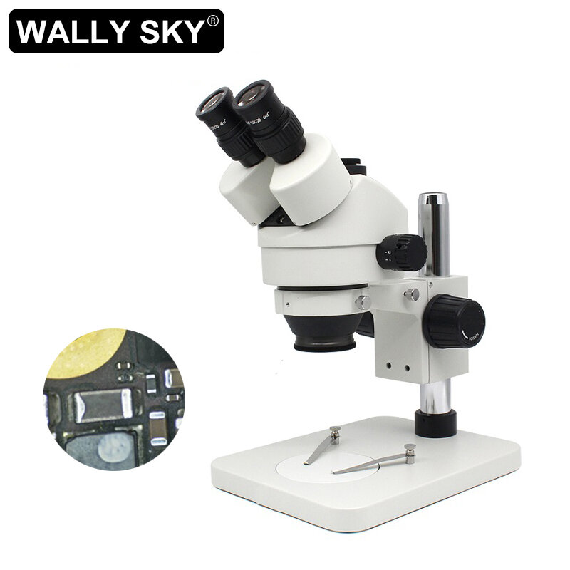 Microscope stéréo à tête trinoculaire, Zoom 7x-45x, pour l'inspection des PCB, la réparation des téléphones portables