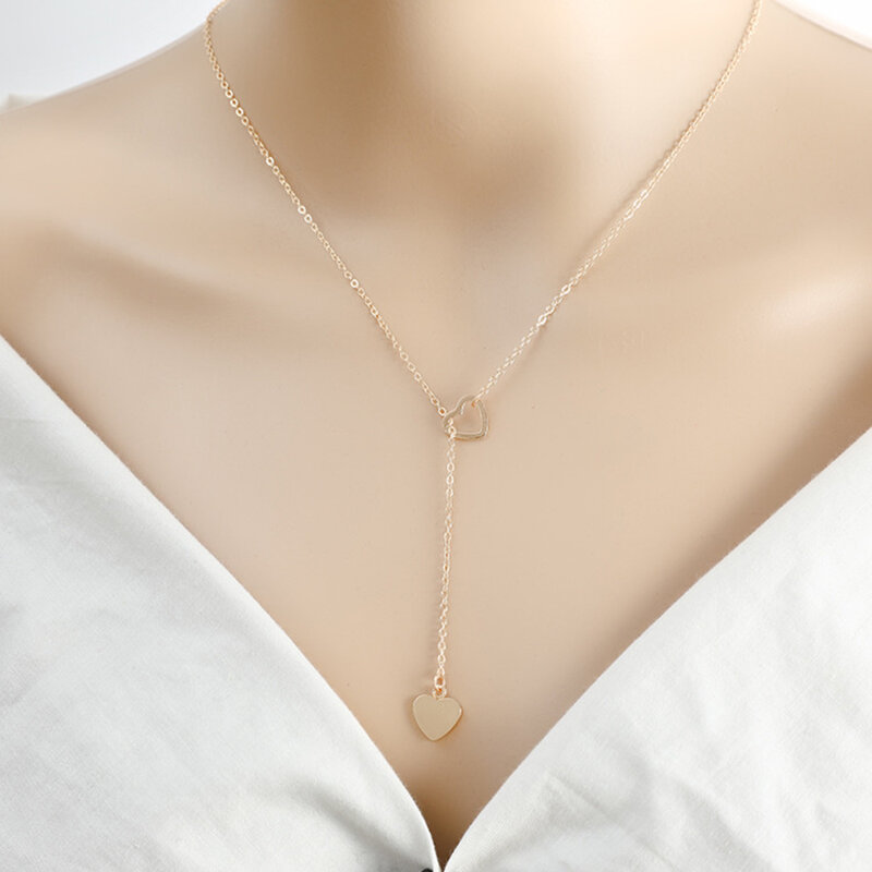 جديد الموضة العصرية مجوهرات النحاس القلب سلسلة ربط قلادة هدية للنساء فتاة