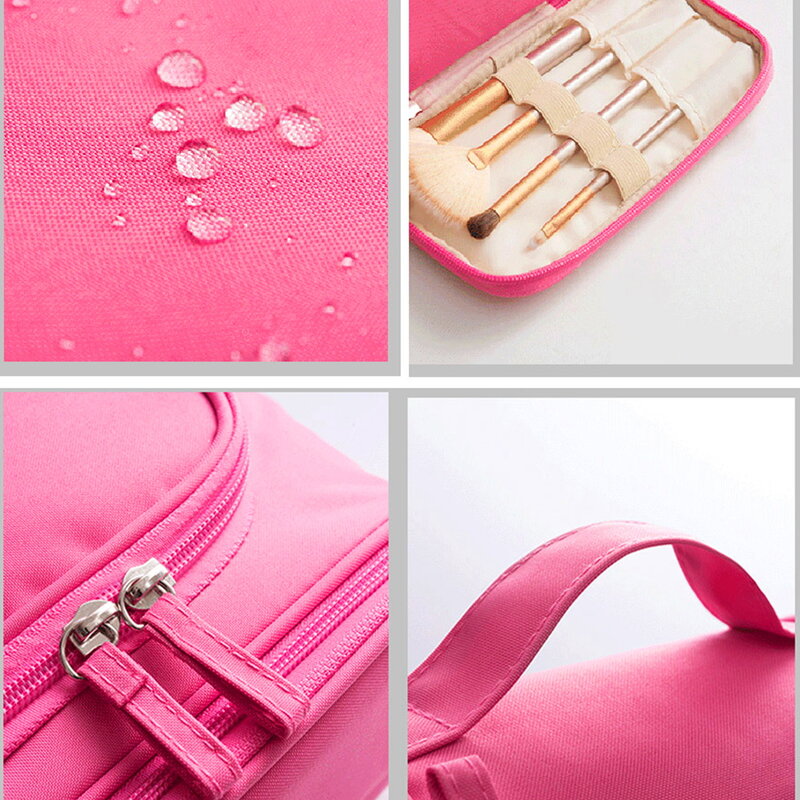 MakeUp Bag Women Hook Up Wash Pouch Cosmetic Bags Travel Toiletry Organizer Diamond Print Handbag Waterproof Zipper Make Up Case