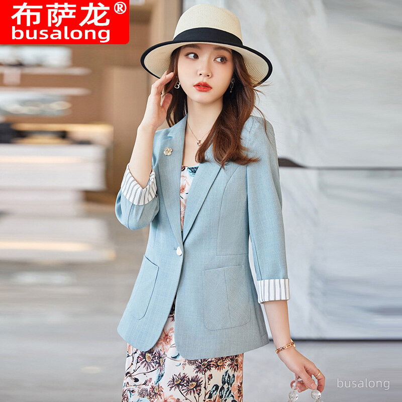Chaqueta informal delgada para mujer, ropa de trabajo a la moda con un solo botón, ropa Formal elegante, 2022