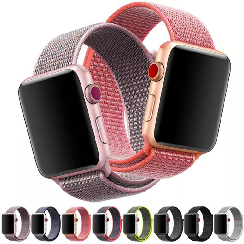 Nylon Strap for Apple watch series 7 band 45mm  41mm 44mm 40mm 42mm 38mm smartwatch wristband belt sport loop bracelets iWatch 4