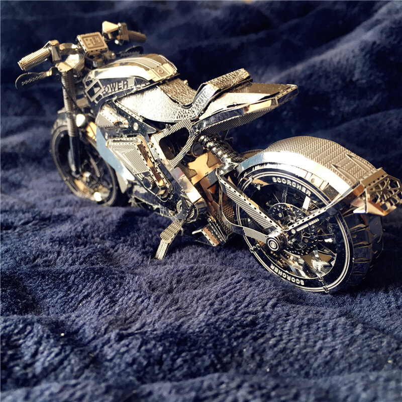 3D puzzle metalowe zemsta motocykl kolekcja Puzzle 1:16 l DIY 3D laserowo wycinane Model puzzle zabawki dla dorosłych