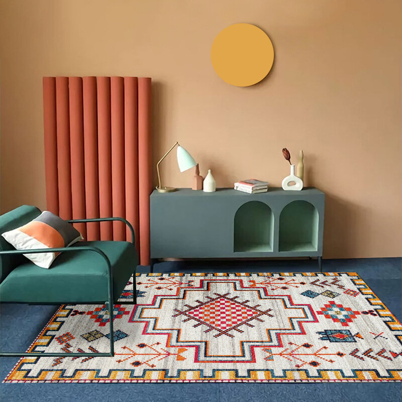 Personalizado feito estilo étnico boêmio tapetes para sala de estar grande área tapete casa sofá mesa café marrocos decoração do quarto
