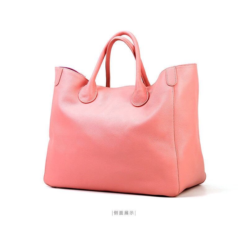 Flug KatzeWomen Giant Handbag Natrul pelle bovina Casual Tote Fashion Ladies largewiving bags Shopping Big Purse Bucket