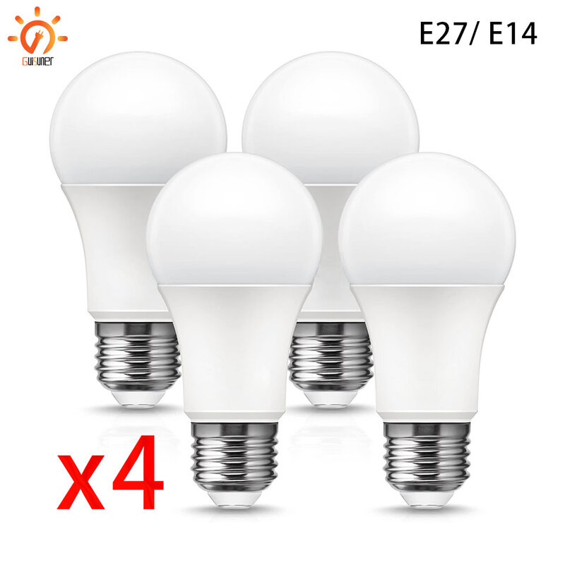 4pcs/lot Tricolor dimming E27 E14 LED bulb AC 220V 3W 6W 9W 12W 15W 18W 20WLED lamp Saving Cold Warm White Led BulbsLight