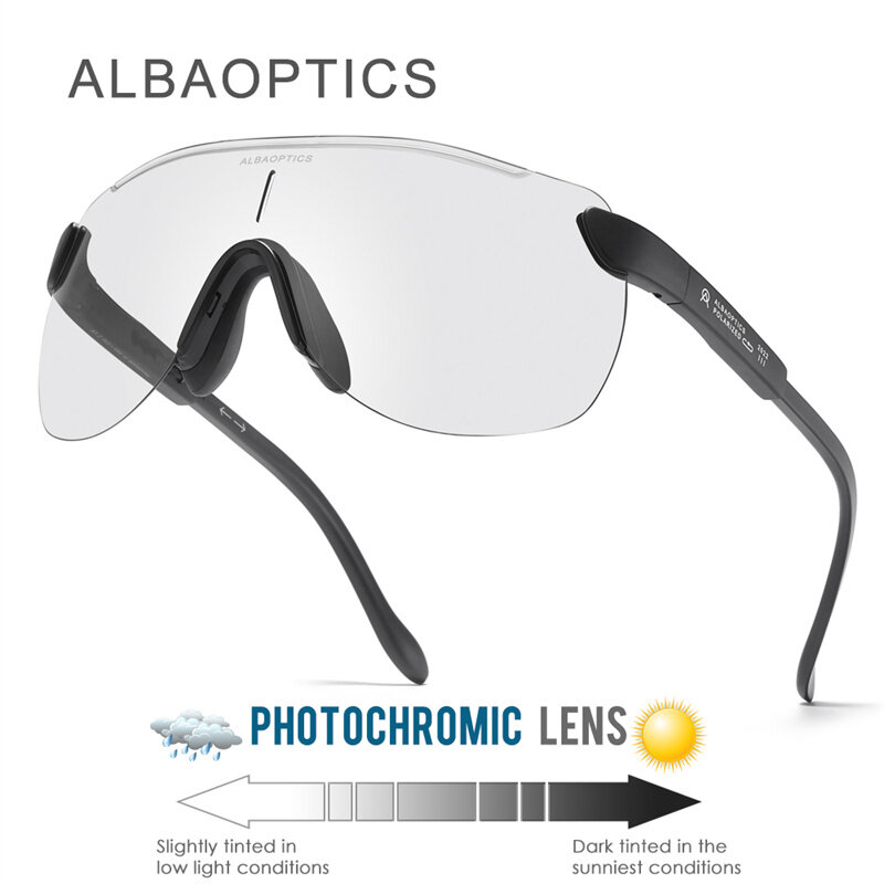 Kacamata Hitam Fotochromic Bersepeda Optik Alba Desain Merek Kacamata Olahraga UV400 Pria Kacamata Sepeda Kacamata Gunung Wanita