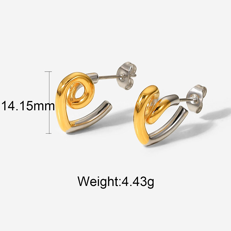 Boucles d'oreilles en métal pour femmes, couleur mixte or argent, cercle demi-cercle torsadé en forme de cœur, accessoires pour robe, cadeaux de fête de mariage