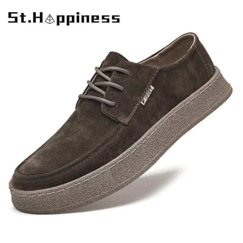 2021 New Men's Genuine Leather Shoes Brand Luxury Desiginer Boat Shoes Fashion Casual High Quality Rubber Board Shoes Big Size