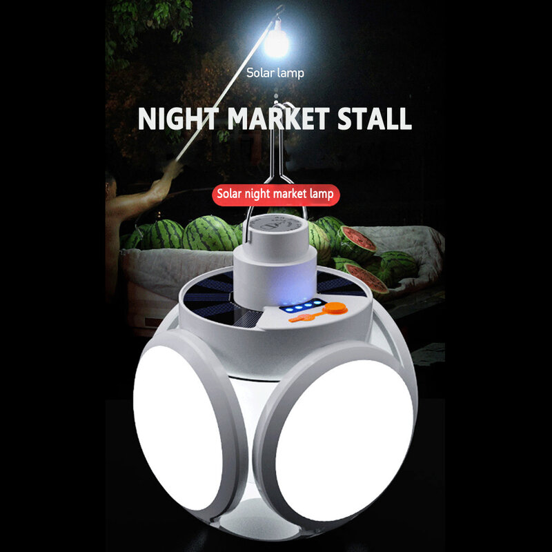 Solar Powered Hanging Camping Light USB Rechargeable LED Lanterns Lamp Outdoor Emergency Light Bulb for Camping Tent Lighting