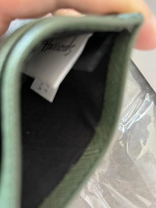 Harrod Richmond การ์ด Holde กระเป๋าสตางค์สั้น Dompet Koin พร้อมแท็กภายในสีดำสีเขียวสีเขียว