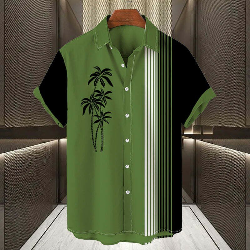 Camisa havaiana masculina verão 3d coconut tree impresso camisas para homens férias manga curta praia topos camisa masculina blusa de grandes dimensões