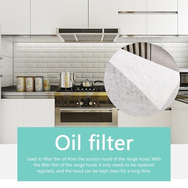 6PCS/Set  Disposable Kitchen Oil Filter Paper Non-woven Fabric Oil-proof Cotton Filter Element Range Hood Exhaust Fan Filter
