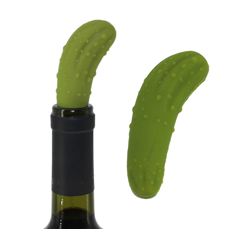 Silicone Cucumber Plug Cork Bottle Stopper Resealable Red Wine Silicone Cork Tools Cucumber Shape Design Bar Kitchen Accessory