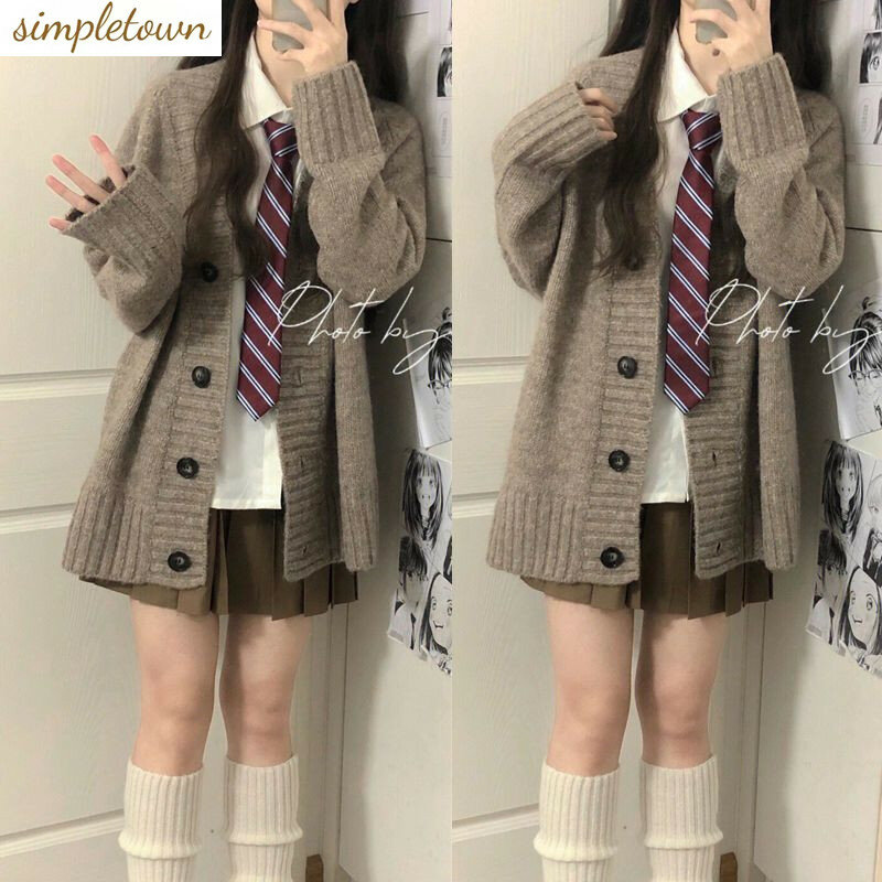 2023 Korean Version New Vintage Loose Fitting Fashion Sweater Knitted Cardigan Coat Top Shirt Pleated Short Skirt Women's Set
