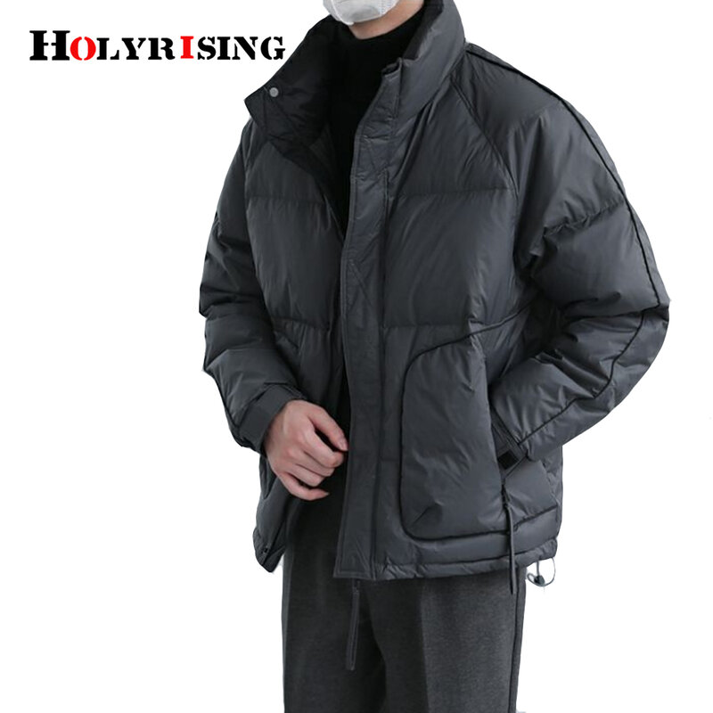 Abrigo holgado y fino con cuello de pie para hombre, ropa de exterior informal gruesa y cálida, abrigo de estilo coreano para invierno, novedad de 2023