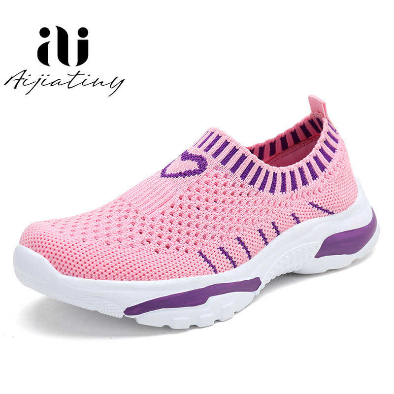 2022 جديد شبكة الوردي الاطفال أحذية رياضية خفيفة الوزن الأطفال حذاء كاجوال تنفس عدم الانزلاق المشي الفتيات احذية الجري الحب تصميم