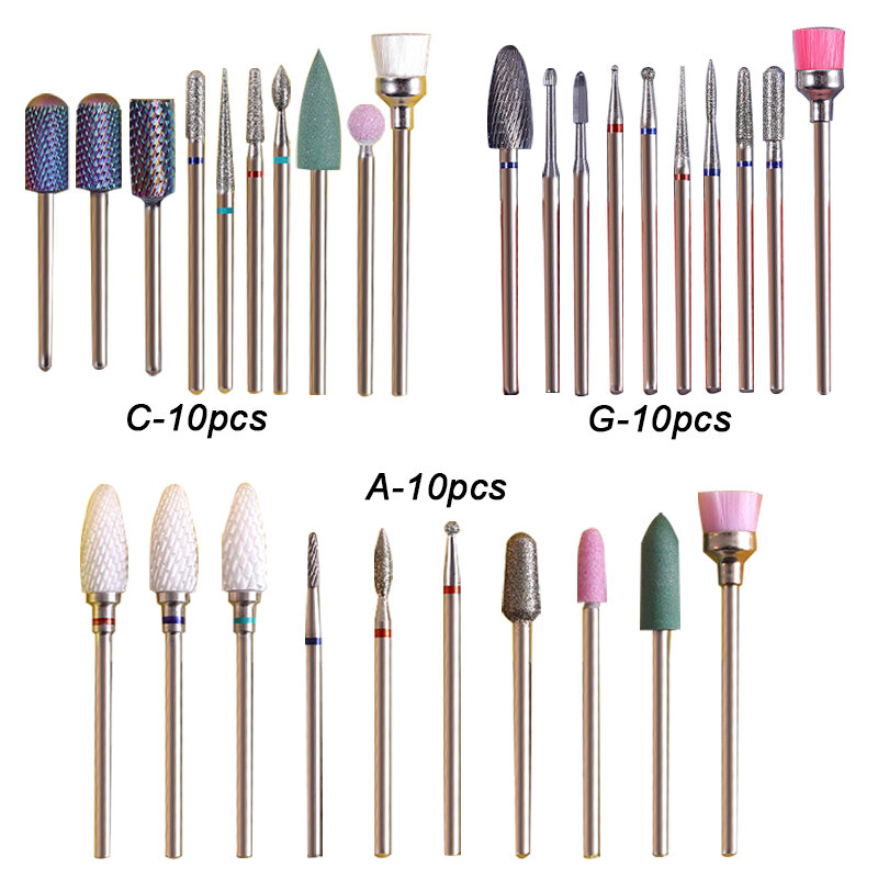 Grinding machine manicure tool alloy tungsten steel ceramic manicure grinding head set polishing tool drill bit set for nails