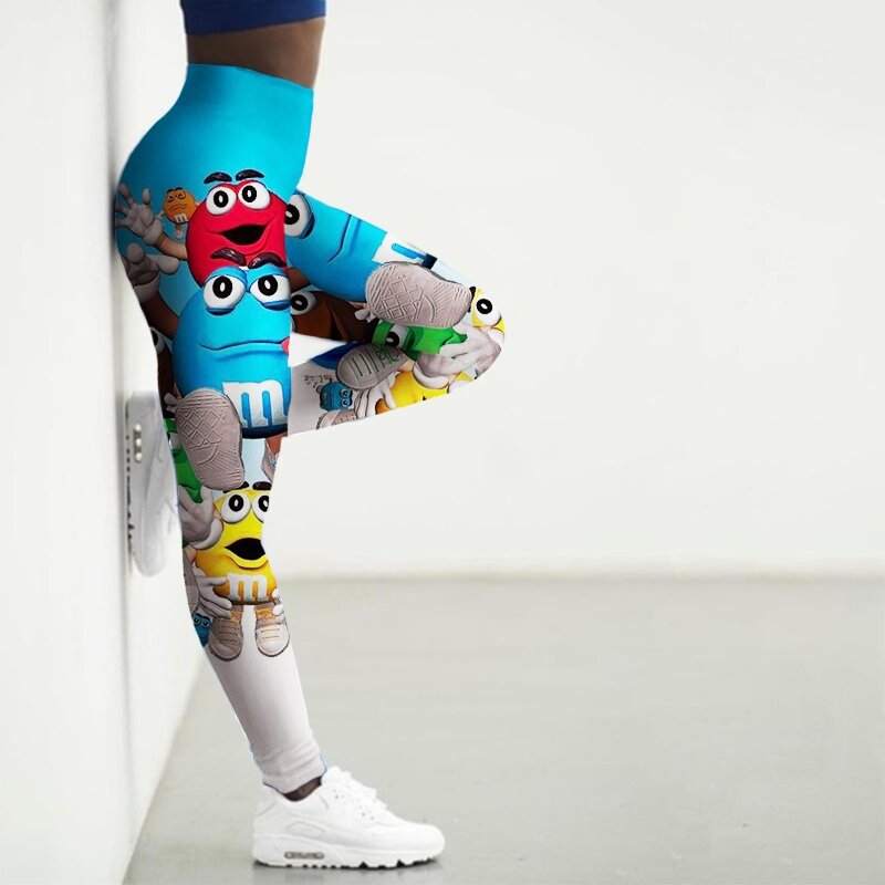 3D Cartoon Impresso Leggings para Mulheres, Roupa De Ginásio, Calça De Ioga De Cintura Alta, Leggings De Treino, Leggings De Fitness, Fitness Sexy