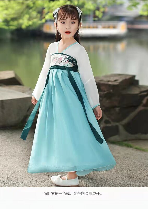 Kostum Anak-anak Perempuan Hanfu Super Peri Kuno Tiongkok Gaun Setelan Tang Kostum Anak-anak Putri Anak-anak Gaun Panggung Gaya Tiongkok