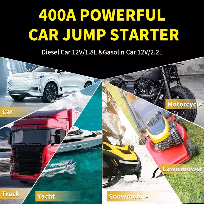 Car Jump Starter Portable Car Battery Booster Charger 12V Starting Device Petrol Diesel Car Emergency Booster