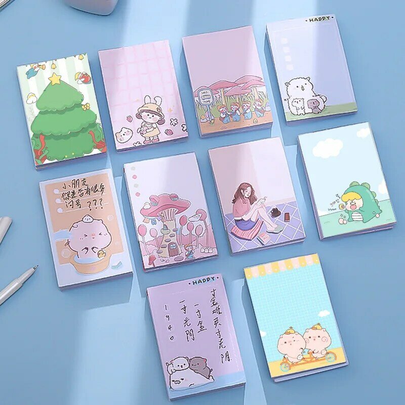귀여운 찢을 수 있는 동물 만화 일본 크리에이티브 노트 북, 한국 문구 메모 패드 플래너 사무실 라벨 용지 학습 태그