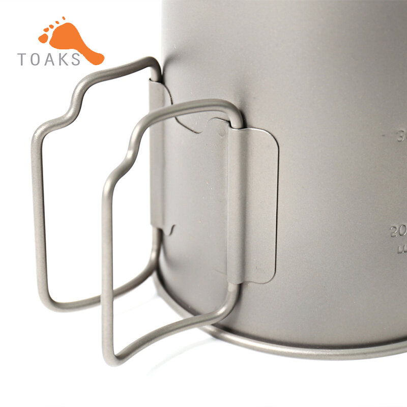 TOAKS POT-taza de titanio puro 750, taza ultraligera para exteriores con tapa y mango plegable, utensilios de cocina para acampar, 750ml, 103g