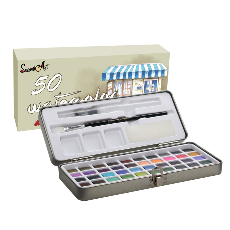 Seamiart 50/72/90 Set di colori per acquerelli solidi pigmenti di base per acquerelli Glitter Neone per disegnare forniture di pittura artistica